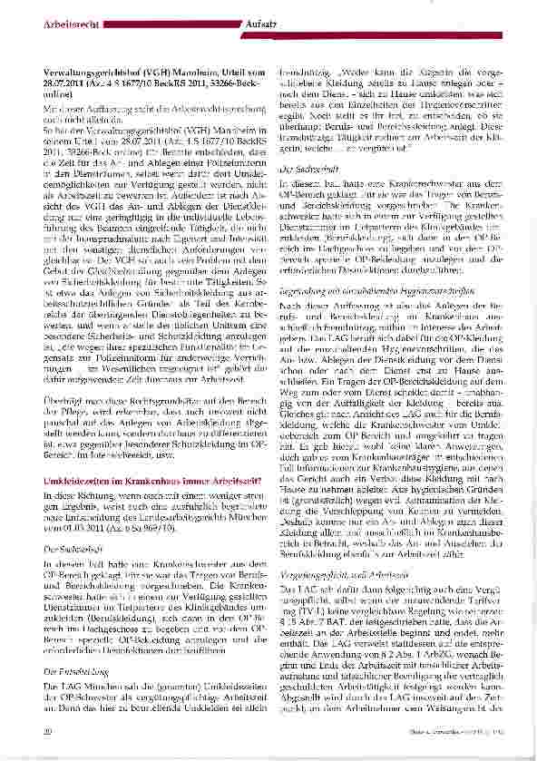 Vorschauseite 3: Ist Umkleidezeit Arbeitszeit oder Freizeit?