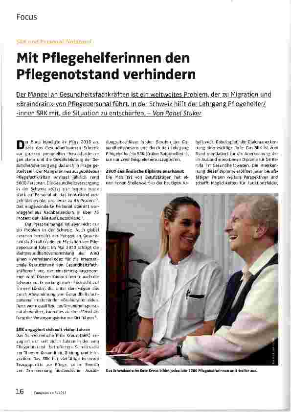 Vorschauseite 1: Mit Pflegehelferinnen den Pflegenotstand verhindern
