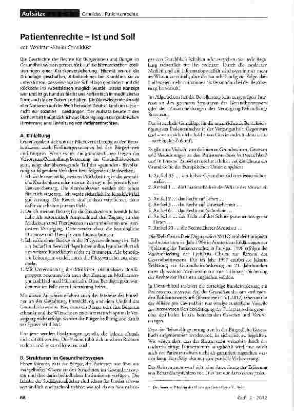 Vorschauseite 1: Patientenrechte - Ist und Soll