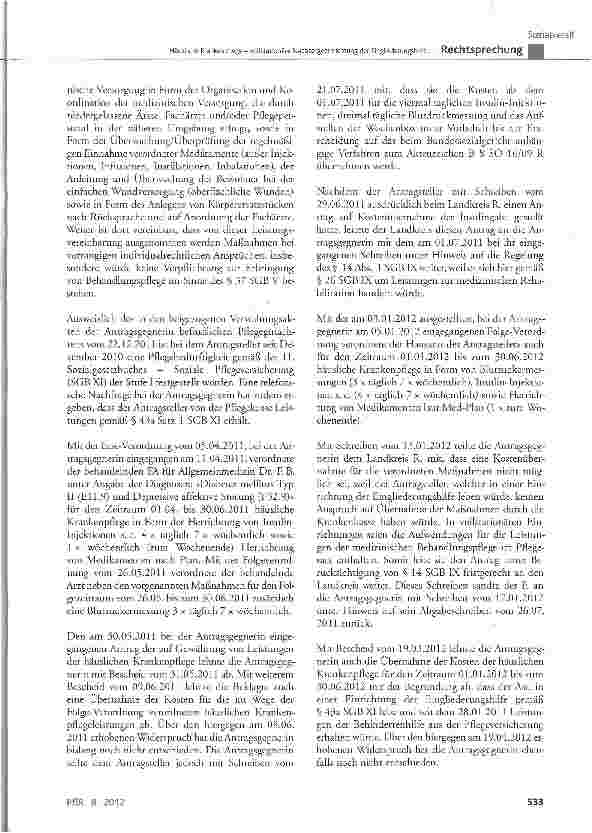 Vorschauseite 3: Häusliche Krankenpflege - vollstationäre Nachsorgeeinrichtung der Eingliederungshilfe (hier: Blutzuckermessungen, Insulin-Injektionen, Herrichten der Medikamentengabe)