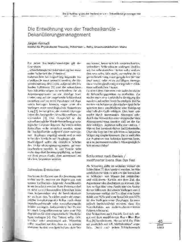 Vorschauseite 1: Die Entwöhnung von der Trachealkanüle