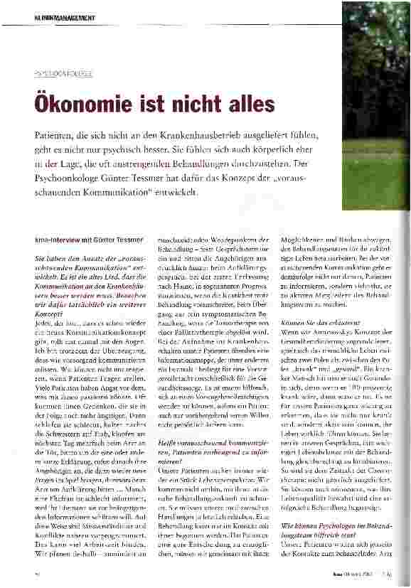 Vorschauseite 1: KLINIKMANAGEMENTÖkonomie ist nicht alles