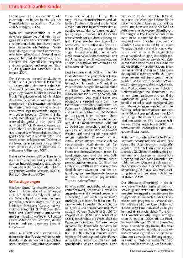 Vorschauseite 3: Maßnahmen zur Einhaltung der immunsuppressiven Therapie bei nierentransplantierten Jugendlichen