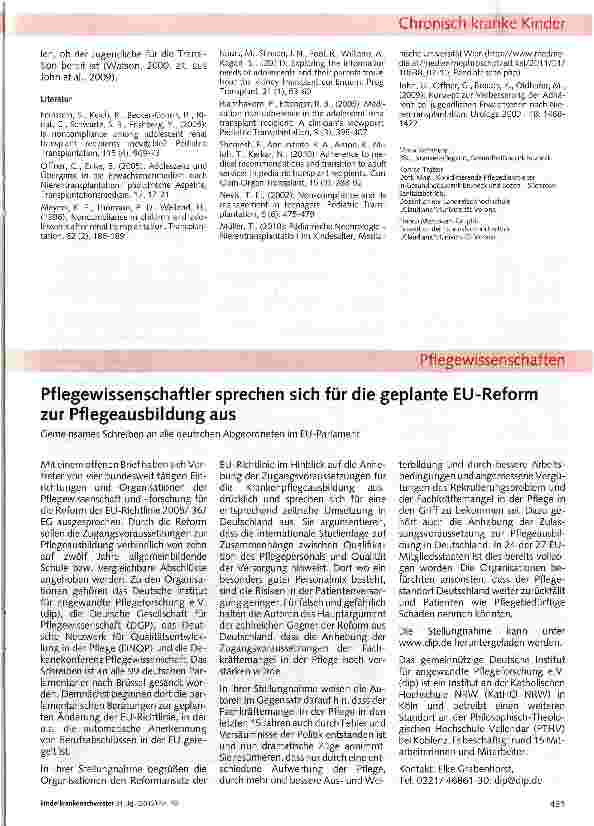 Vorschauseite 4: Maßnahmen zur Einhaltung der immunsuppressiven Therapie bei nierentransplantierten Jugendlichen