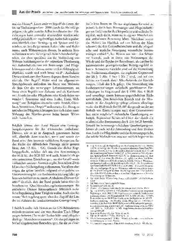 Vorschauseite 2: Das Hessische Gesetz über Betreuungsund Pflegeleistungen Ein kritischer Überblick (1. Teil)