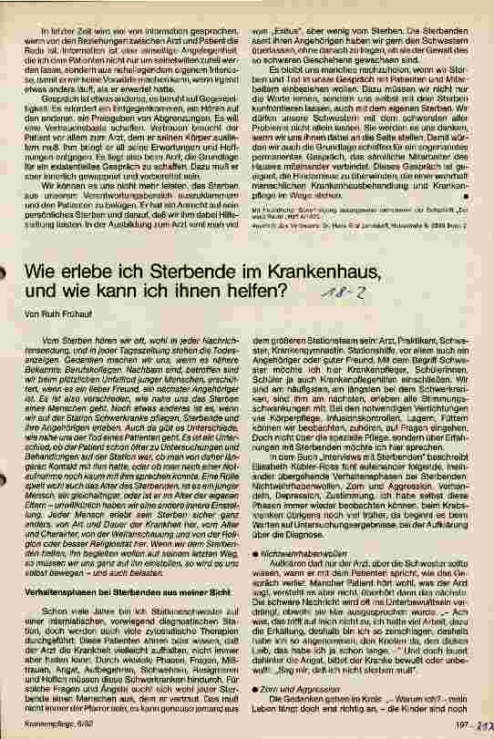 Vorschauseite 1: Wie erlebe ich Sterbende im Krankenhaus,und wie kann ich ihnen helfen?