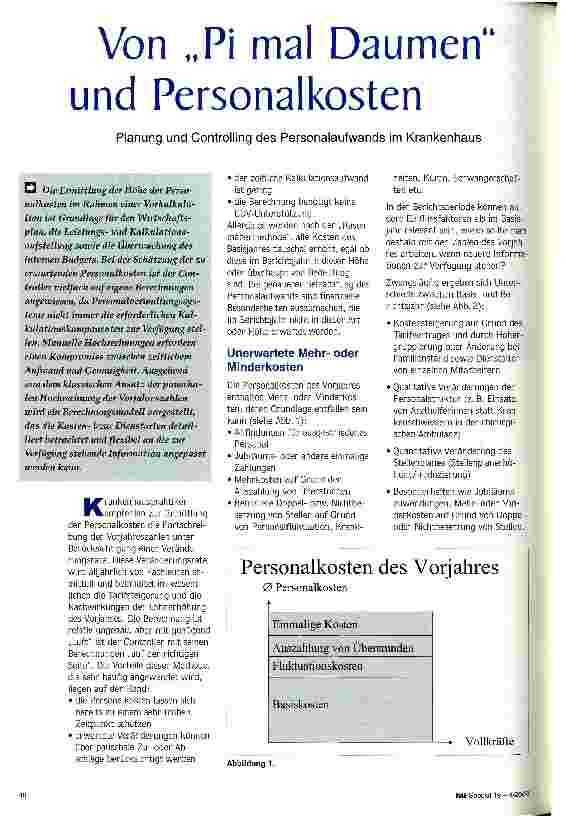Vorschauseite 1: Von Pi mal Daumen und Personalkosten Planung und Controlling des Personalaufwands im Krankenhaus