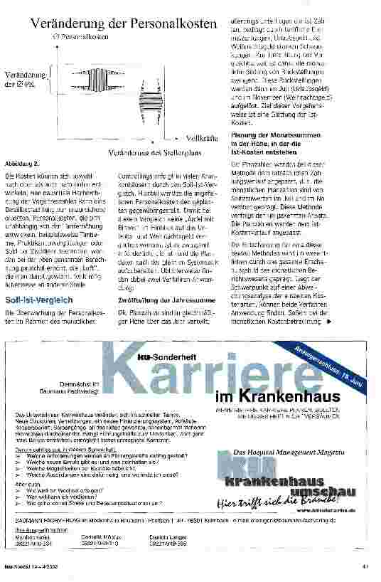 Vorschauseite 2: Von Pi mal Daumen und Personalkosten Planung und Controlling des Personalaufwands im Krankenhaus