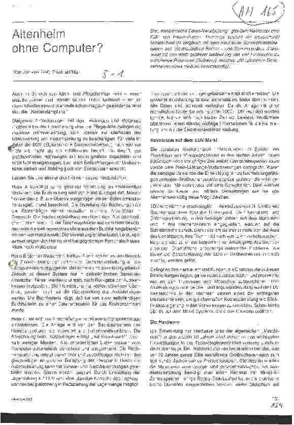 Vorschauseite 1: Altenheim ohne Computer?