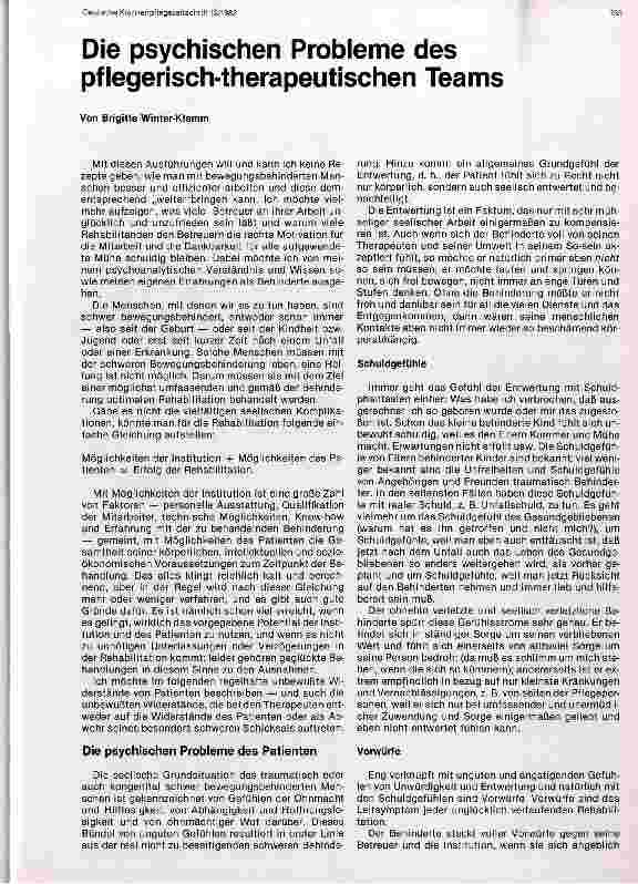 Vorschauseite 1: Die psychischen Probleme des pflegerisch-therapeutischen Teams