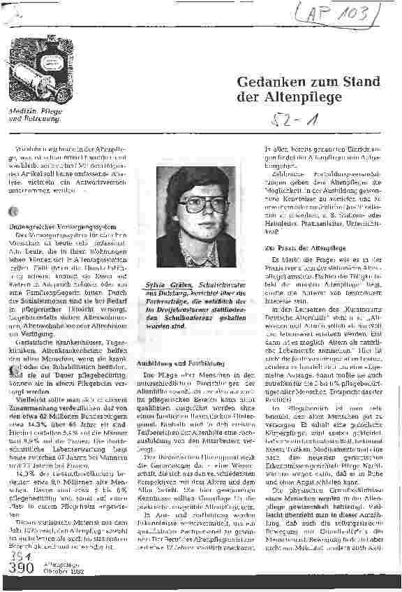Vorschauseite 1: Gadanken zum Stand der Altenpflege