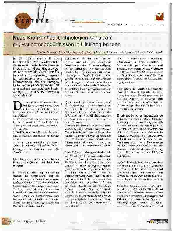 Vorschauseite 1: Neue Krankenhaustechnologien behutsam mit Patientenbedürfnissen in Einklang bringen
