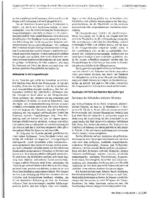 Vorschauseite 6: Logopädische Therapie bei fazioskapulo-humeraler Muskeldystrophie und myotoner Dystrophie Typ 1 (Curschmann, Steinert) im Erwachsenenalter