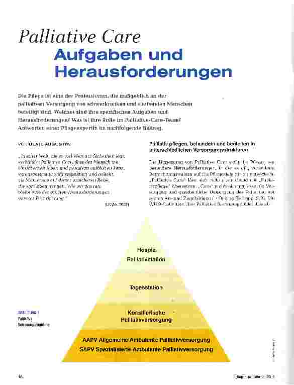 Vorschauseite 1: Palliatiwersorgung - heute für morgen aufstellen