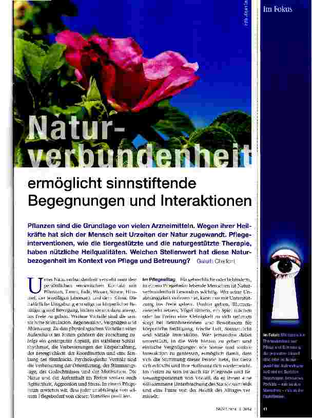 Vorschauseite 1: Naturverbundenheit ermöglicht sinnstiftende Begegnungen und Interaktionen