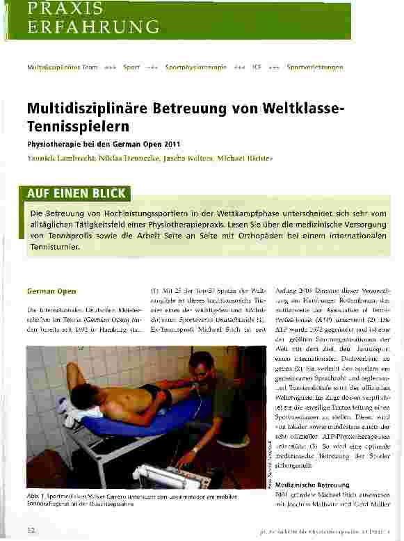 Vorschauseite 1: Multidisziplinäre Betreuung von Weltklasse-Tennisspielern