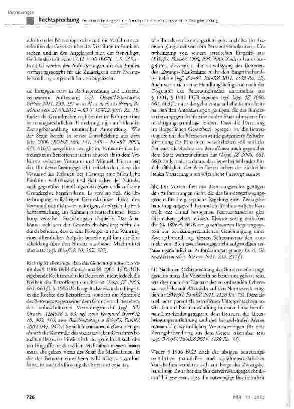 Vorschauseite 6: Keine hinreichende gesetzliche Grundlage für eine betreuungsrechtliche ZwangsbehandlungBGB § 1906 Abs. 1 Nr. 2 und Abs. 4