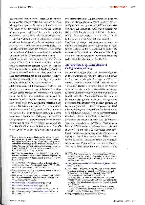 Vorschauseite 2: Kombinierte Zitationsanalyse in Zeitschriften und Datenbanken