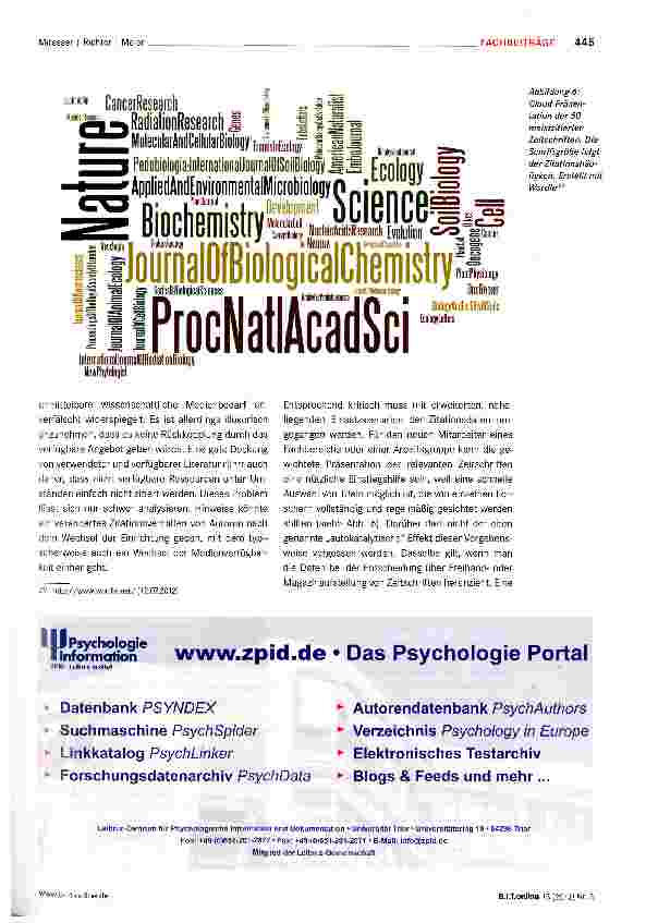 Vorschauseite 6: Kombinierte Zitationsanalyse in Zeitschriften und Datenbanken