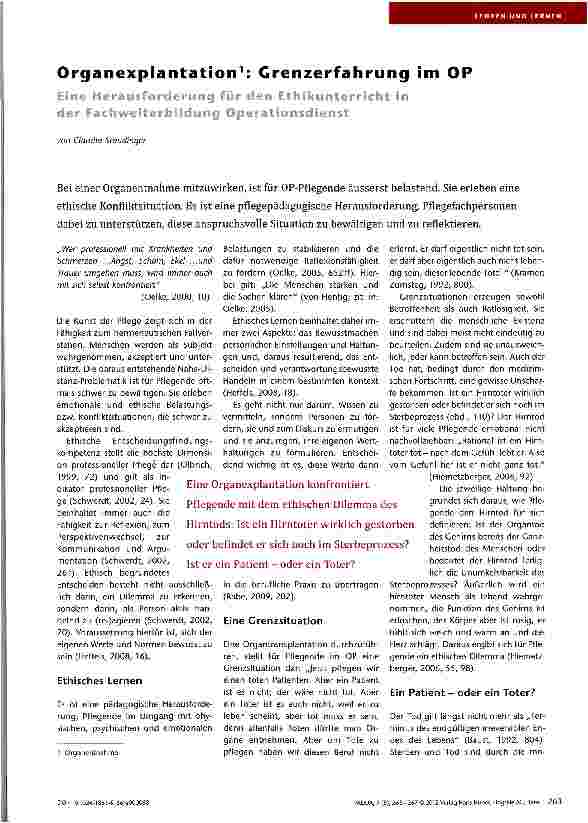 Vorschauseite 1: Organexplantation: Grenzerfahrung im OP
