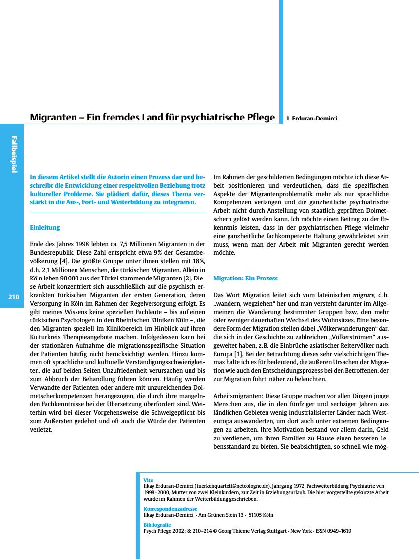 Vorschauseite 1: Migranten - Ein fremdes Land für psychiatrische Pflege