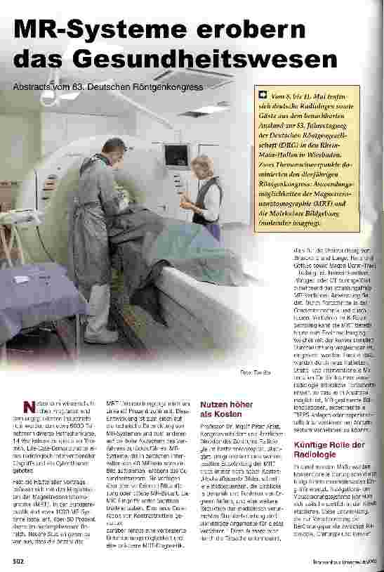 Vorschauseite 1: MR-Systeme erobern das Gesundheitswesen