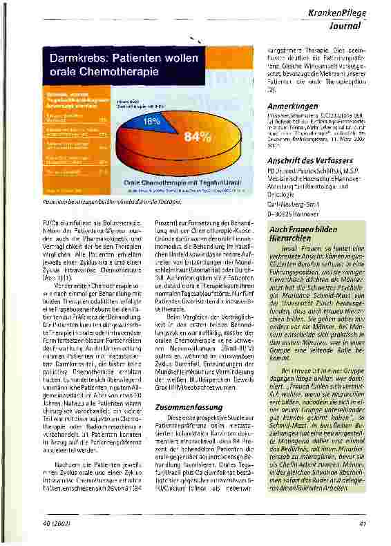 Vorschauseite 2: Patientenpräferenz für orale Chemotherapie