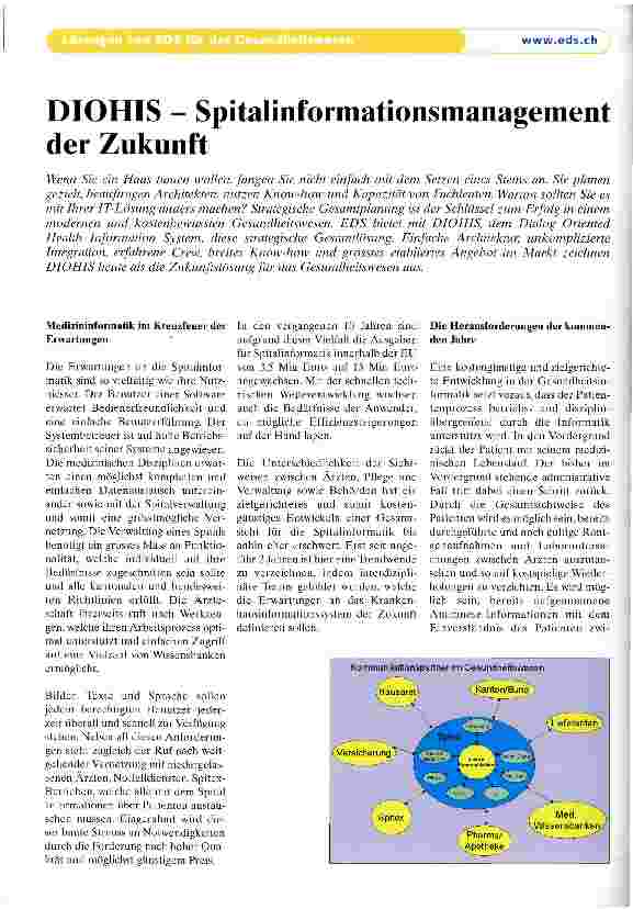 Vorschauseite 1: DIOHIS - Spitalinformationsmanagement der Zukunft