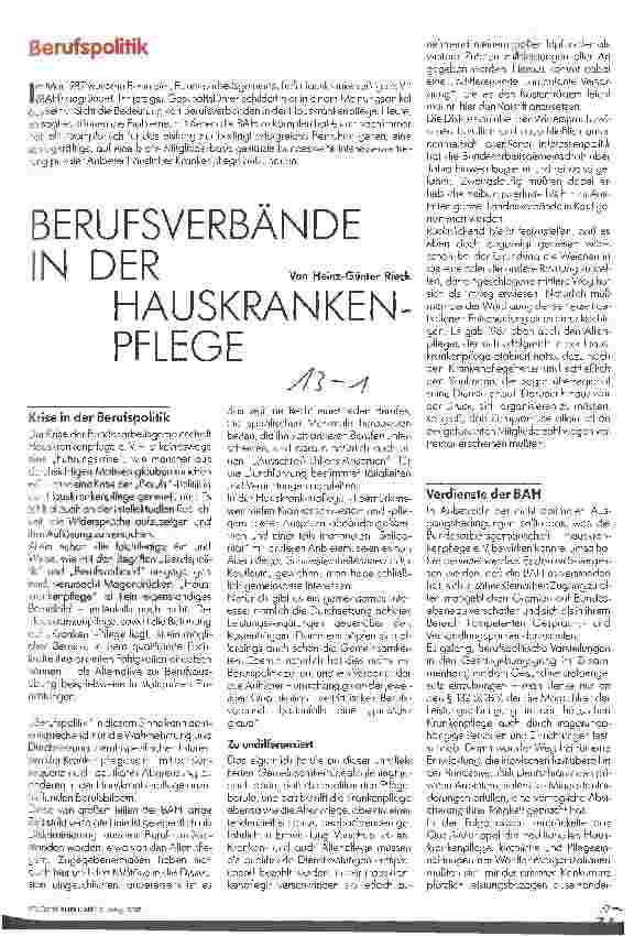 Vorschauseite 1: Berufsverbände in der Hauskrankenpflege