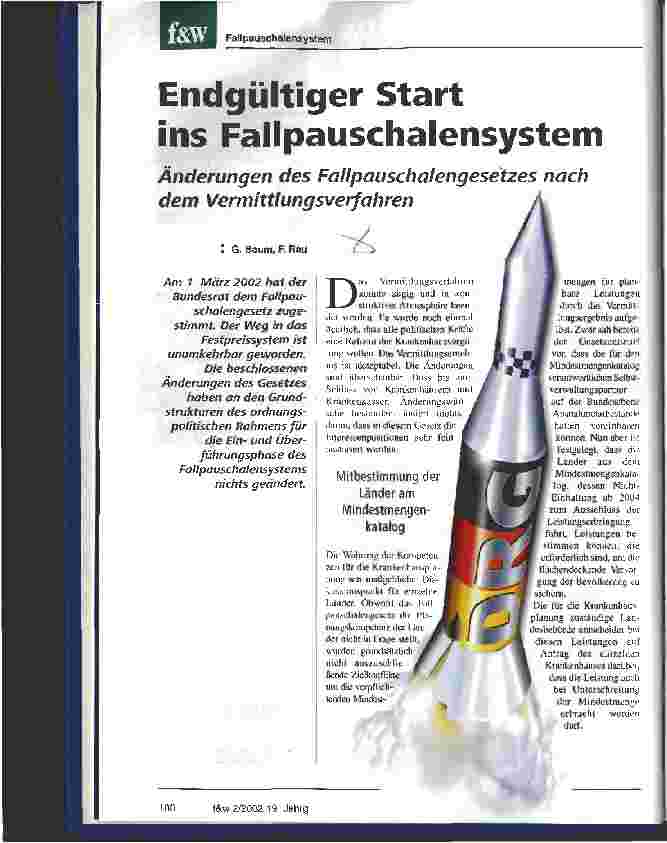 Vorschauseite 1: Entgültiger Start ins Fallpauschalensystem