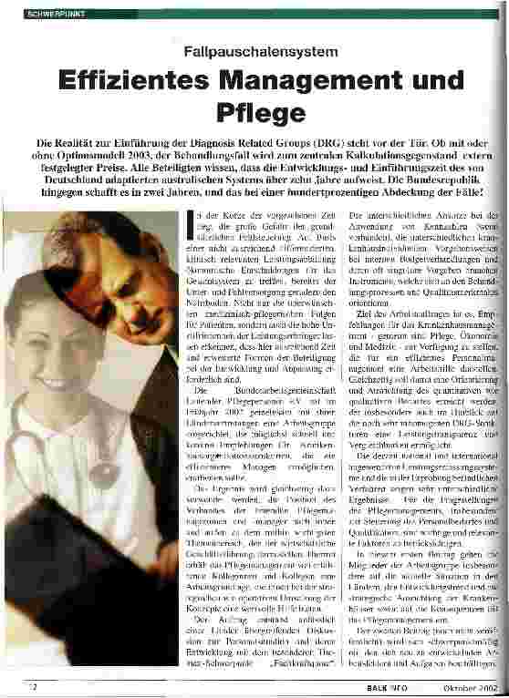 Vorschauseite 1: Fallpauschalensystem: Effizientes Management und Pflege