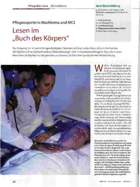 Vorschauseite 1: Pflegeexperte/in Wachkoma und MCS Lesen im „Buch des Körpers