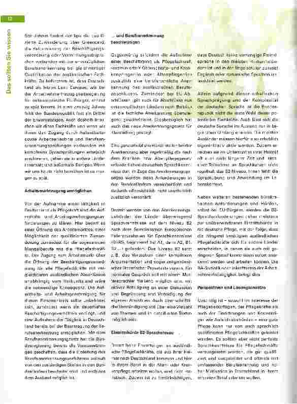 Vorschauseite 2: Fachkräftemangel: Ohne ausländische Pflegefachkräfte wird es nichts Anforderungen an eine wirkliche Willkommenskultur