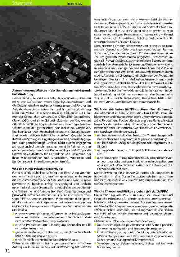Vorschauseite 2: Public Private Partnerships: Chancen und Risiken multisektoraler Zusammenarbeit in der Gemeindenahen Gesundheitsförderung