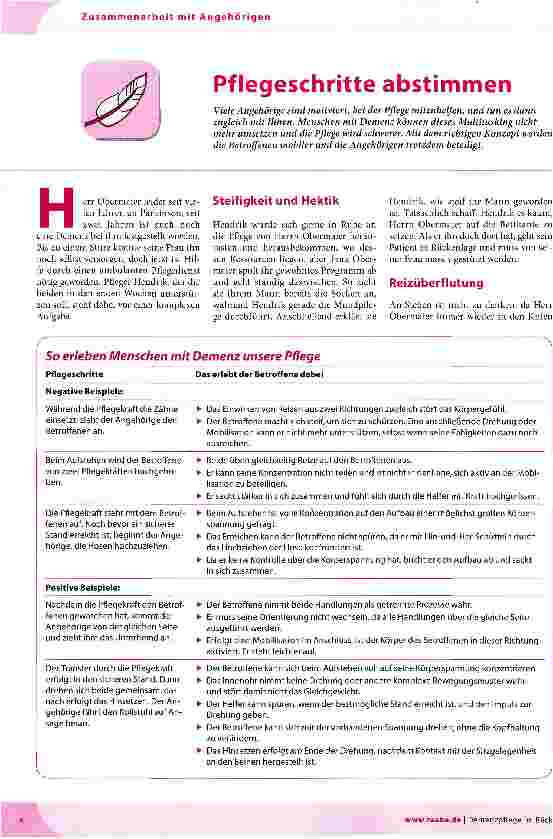 Vorschauseite 1: Pflegeschritte abstimmen