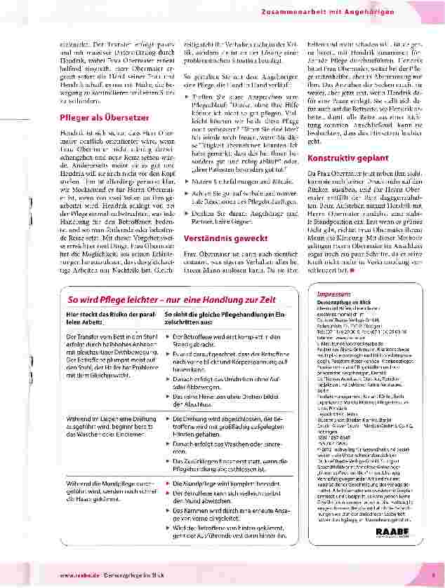 Vorschauseite 2: Pflegeschritte abstimmen