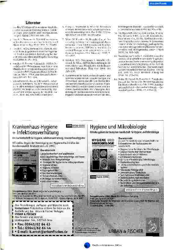 Vorschauseite 4: MRSA-Prävalenz bei Bewohnern von Altenund Pflegeheimen sowie bei Patienten einer geriatrischen Rehabilitationsklinik