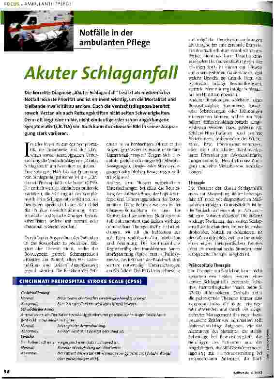 Vorschauseite 1: Akuter Schlaganfall Notfälle in der ambulanten Pflege