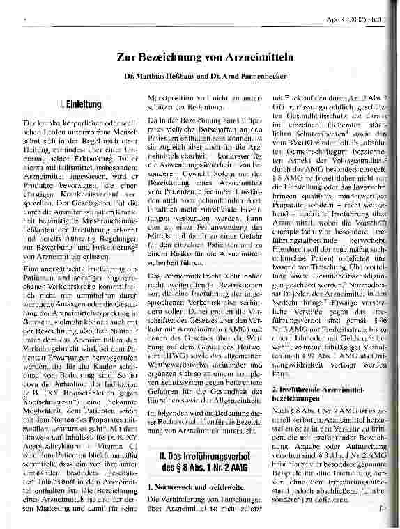 Vorschauseite 1: Zur Bezeichnung von Arzneimitteln