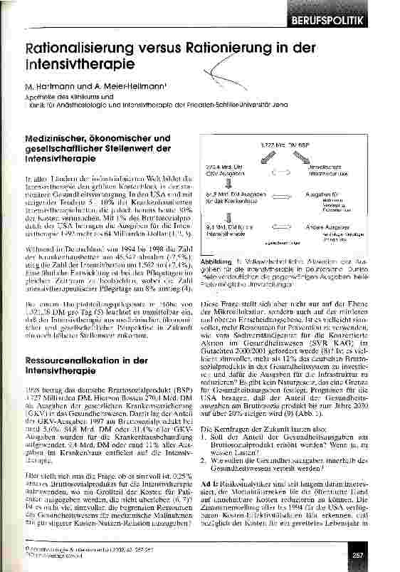 Vorschauseite 1: Rationalisierung versus Rationierung in der Intensivtherapie