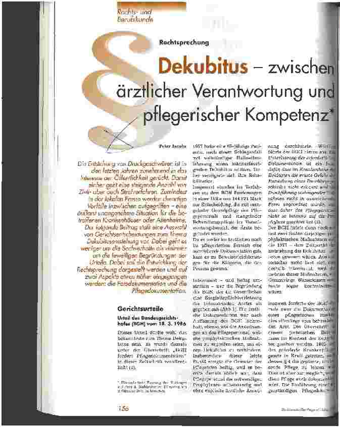 Vorschauseite 1: Dekubitus - zwischen ärztlicher Verantwortung und pflegerischer Kompetenz