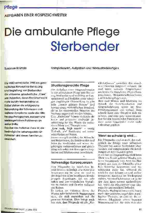 Vorschauseite 1: Die ambulante Pflege Sterbender
