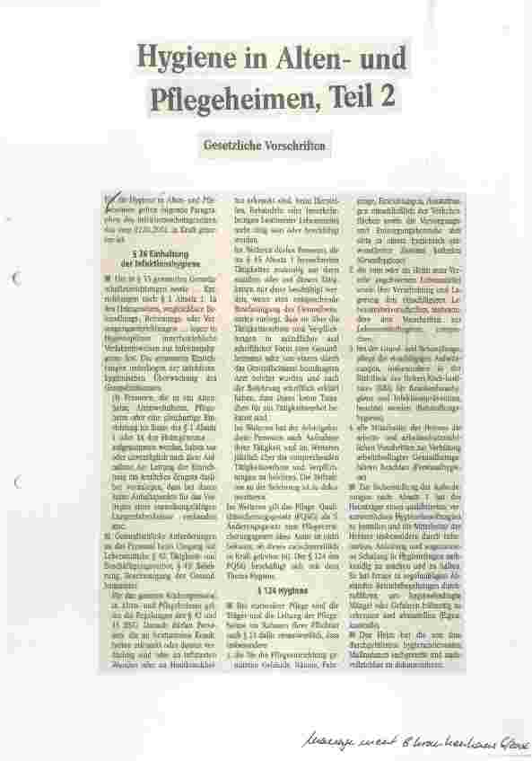 Vorschauseite 1: Hygiene in Altenund Pflegeheimen Teil 2 - Gesetzliche Vorschriften