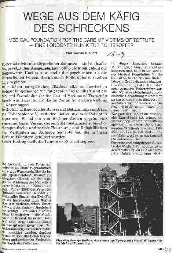 Vorschauseite 1: Wege aus dem Käfig des Schreckens - eine Londoner Klinik für Folteropfer