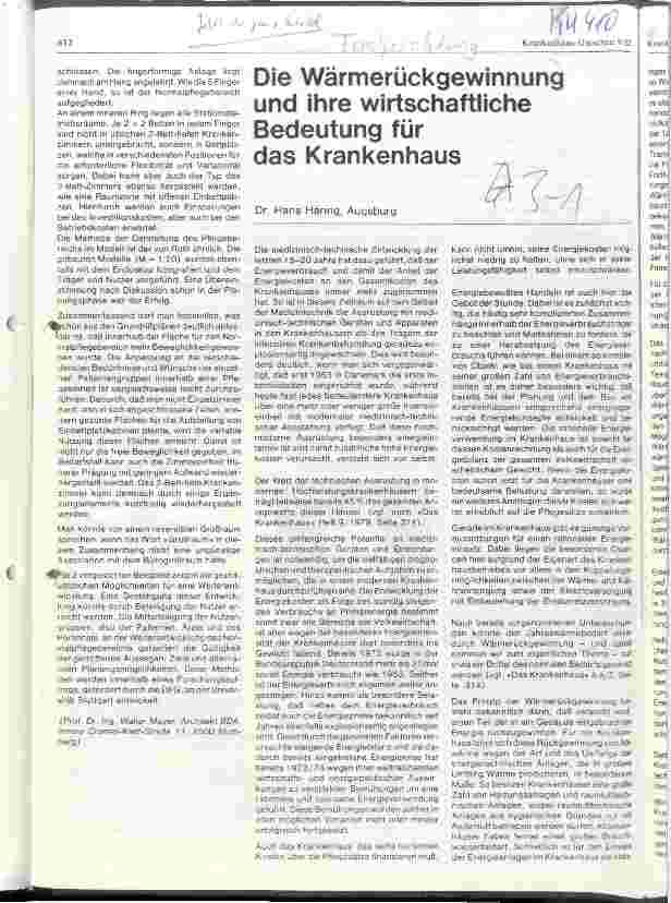Vorschauseite 1: Die Wärmerückgewinnung und ihre wirtschaftliche Bedeutung für das Krankenhaus