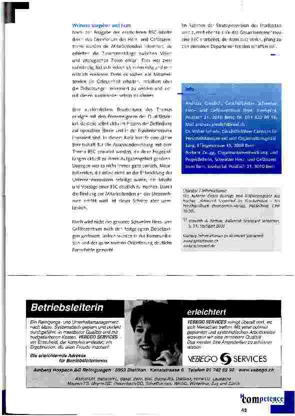 Vorschauseite 5: Balanced Scorecard im Schweizer Herzund Gefässzentrum