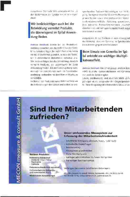 Vorschauseite 2: Erhalten Generika im Spital mehr Gewicht?