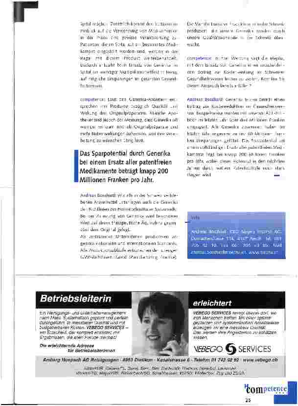 Vorschauseite 3: Erhalten Generika im Spital mehr Gewicht?