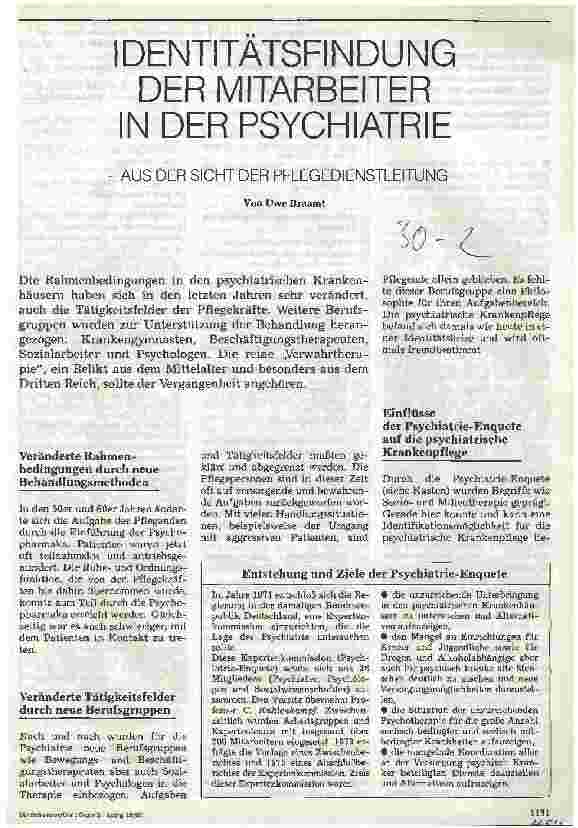 Vorschauseite 1: Identitätsfindung der Mitarbeiter in der Psychiatrie - aus der Sicht der Pflegedienstleitung -