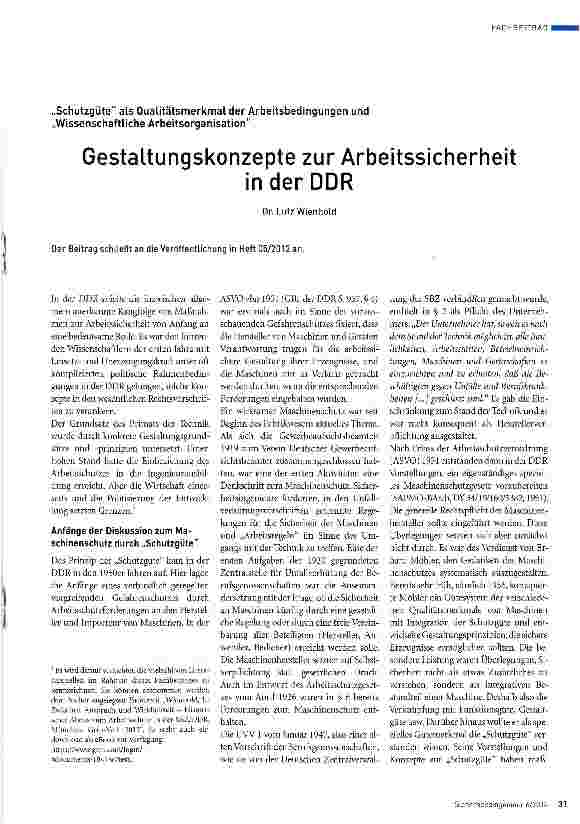 Vorschauseite 1: Gestaltungskonzepte zur Arbeitssicherheit in der DDR